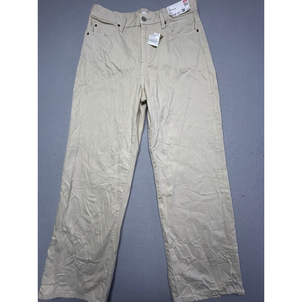 Uniqlo Wide Straight Jeans 100% Cotton Beige W29 Women
